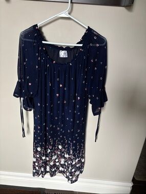 Siren Lily Navy Floral flowing Dress size XL